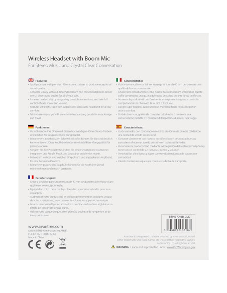 Auriculares Bluetooth Avantree AH6B On Ear con micrófono, 22h Auriculares Bluetooth Avantree AH6B On Ear con micrófono, 22h