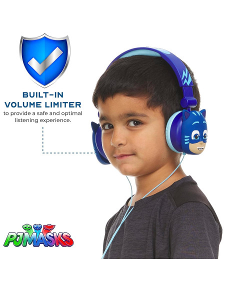 Auriculares sobre la oreja PJ Masks para niños - Sonido estéreo, control de volumen, 3.5mm Auriculares sobre la oreja PJ Masks para niños - Sonido estéreo, control de volumen, 3.5mm