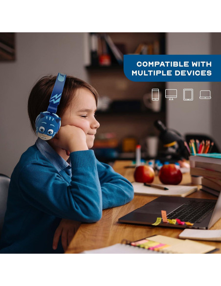 Auriculares sobre la oreja PJ Masks para niños - Sonido estéreo, control de volumen, 3.5mm Auriculares sobre la oreja PJ Masks para niños - Sonido estéreo, control de volumen, 3.5mm