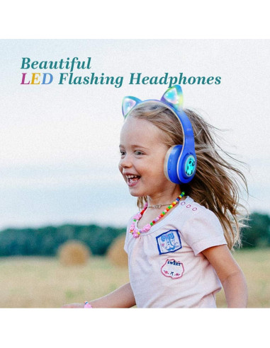 Auriculares Inalámbricos Bluetooth Woice para Niños Azul, LED