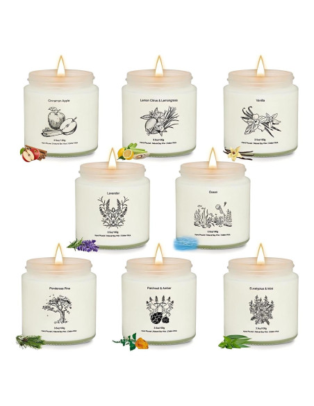 Set de 8 Velas Aromáticas de Cera de Soja - Regalos para Mujeres Set de 8 Velas Aromáticas de Cera de Soja - Regalos para Mujeres