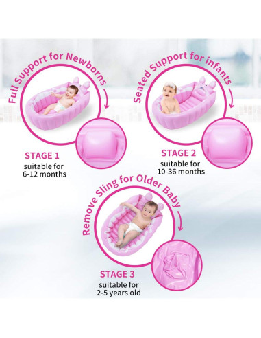 Bañera Inflable Anbel Rosa para Bebés 0-6 Años