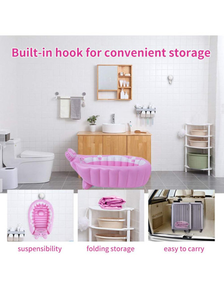 Bañera Inflable Anbel Rosa para Bebés 0-6 Años Bañera Inflable Anbel Rosa para Bebés 0-6 Años