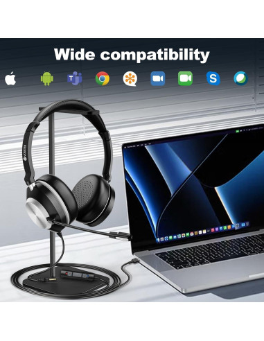Auriculares Voistek 88C USB con micrófono y cancelación de ruido