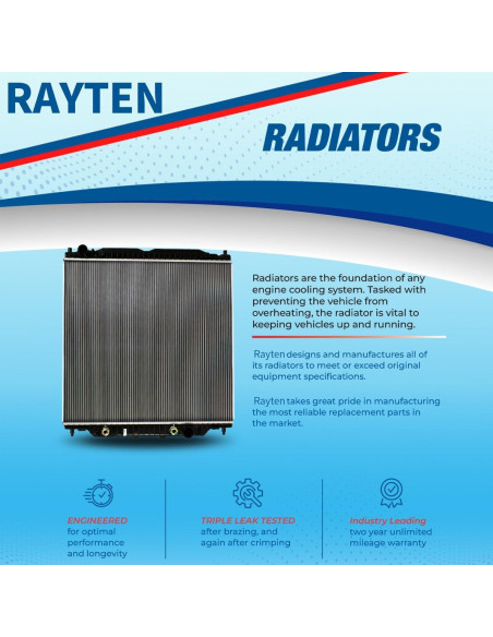 Radiador RAYTEN 2198 para Toyota Corolla 98-02 1.8 L4 Radiador RAYTEN 2198 para Toyota Corolla 98-02 1.8 L4