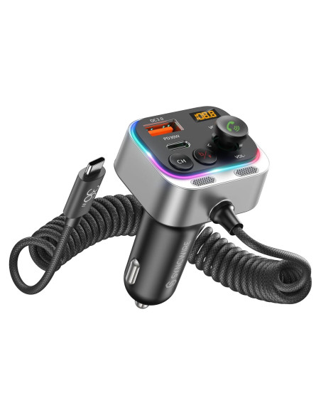 Transmisor FM Bluetooth 5.4 Syncwire 66W Carga Rápida USB-C Transmisor FM Bluetooth 5.4 Syncwire 66W Carga Rápida USB-C