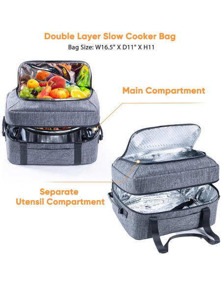 Bolsa de Transporte para Olla de Cocción Lenta BAGSPRITE 6-8 Qt Bolsa de Transporte para Olla de Cocción Lenta BAGSPRITE 6-8 Qt