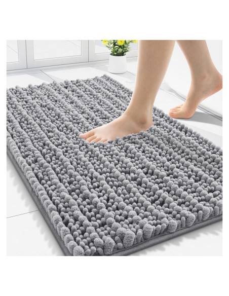 Alfombrilla de baño Smiry 76x51 cm Chenilla Gris Antideslizante Alfombrilla de baño Smiry 76x51 cm Chenilla Gris Antideslizante