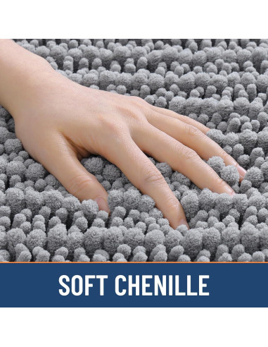 Alfombrilla de baño Smiry 76x51 cm Chenilla Gris Antideslizante