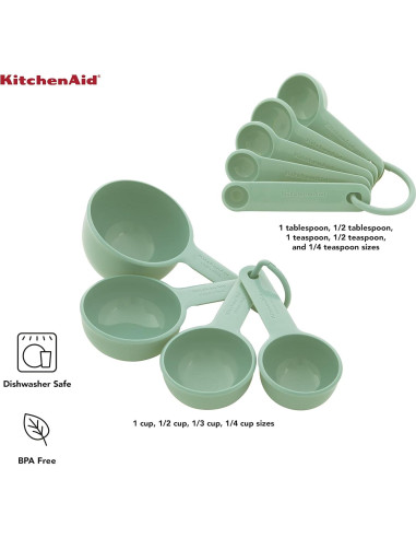 Juego de Tazas y Cucharas Medidoras KitchenAid 9 Piezas Pistacho