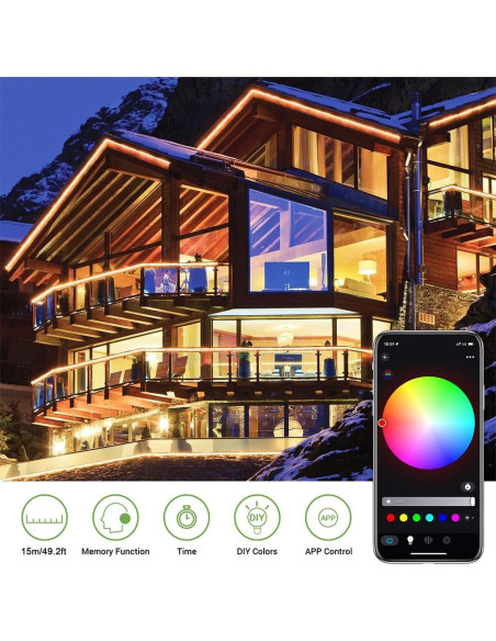 Luz de Cuerda LED RGB NOVOSTELLA 15m Control App IP65 Luz de Cuerda LED RGB NOVOSTELLA 15m Control App IP65
