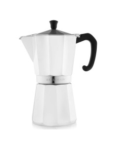 Cafetera Moka Bellemain 9 Tazas Aluminio Blanca Clásica