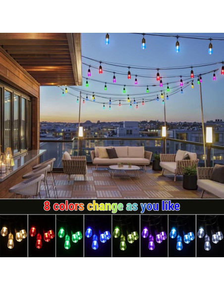 Luces de Cadena Solares RGB WENFENG 48FT 15 Bombillas LED Luces de Cadena Solares RGB WENFENG 48FT 15 Bombillas LED