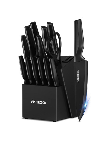 Juego de cuchillos de cocina Astercook 15 piezas acero inoxidable Juego de cuchillos de cocina Astercook 15 piezas acero inoxidable