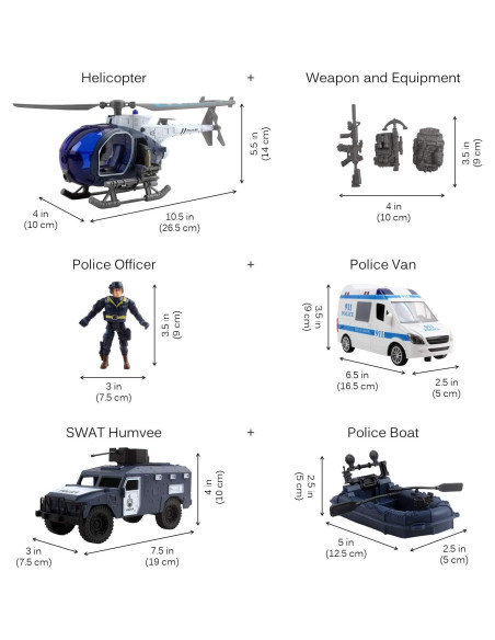 Juego de Policía Vokodo Deluxe con Helicóptero y Vehículos Juego de Policía Vokodo Deluxe con Helicóptero y Vehículos