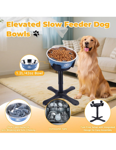 Soporte Ajustable para Cuencos de Perro KMXASP Elevado Antideslizante