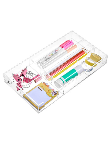 Organizador de Cajón Acrílico Transparente Briwooody 6 Compartimentos 28x15.5 cm Organizador de Cajón Acrílico Transparente Briwooody 6 Compartimentos 28x15.5 cm