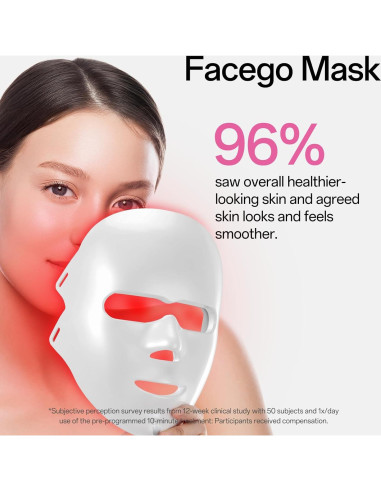 Máscara Facial de Luz Roja Facego P06 - 7 Colores, 288 Perlas