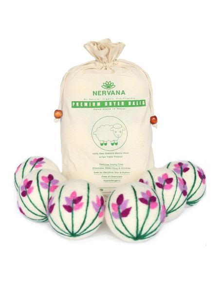 Bolas de Secado de Lana Orgánica Nervana - 6 XL Lavanda Ecológicas Bolas de Secado de Lana Orgánica Nervana - 6 XL Lavanda Ecológicas