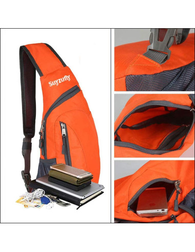 Mochila Bandolera Plegable Suyzufly 17L Nylon Naranja