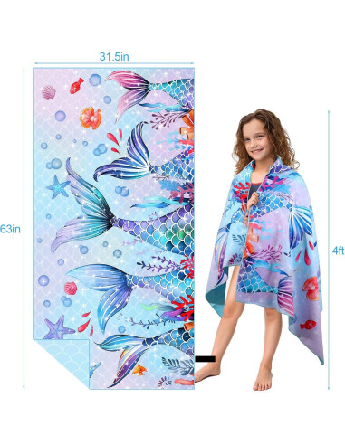Toalla de Playa MelonBoat Sirena Microfibra 160x80 cm Secado Rápido