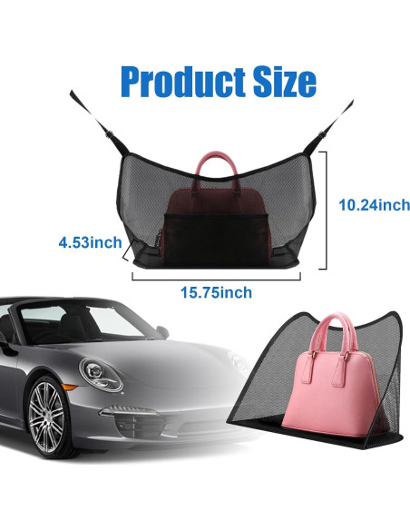 Soporte de bolso de mano Ziciner para automóvil - Negro, 40x11.4 cm Soporte de bolso de mano Ziciner para automóvil - Negro, 40x11.4 cm
