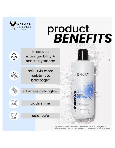 Champú Kenra Moisture 299 ml | Hidratación y Brillo | Cabello Normal a Seco