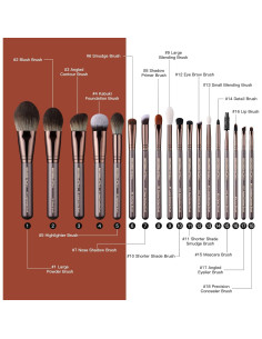 Juego de Brochas de Maquillaje Profesional EIGSHOW 18 Piezas Café 2