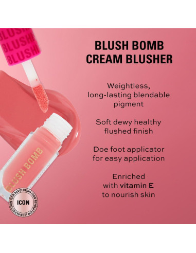 Rubor Líquido Revolution Beauty Blush Bomb Coral Salvaje 4.4 ml