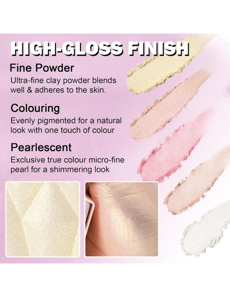 Paleta de Maquillaje Iluminador IONSGAKO Blanco Perla 8.2cm Paleta de Maquillaje Iluminador IONSGAKO Blanco Perla 8.2cm