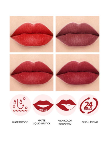 Kit de Labial Líquido Mate Impermeable MEICOLY - 4 Colores