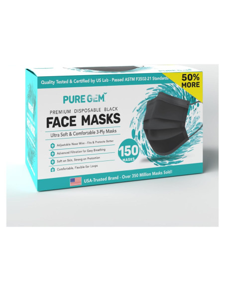 Mascarillas desechables Gleeporte 3 capas negras - Paquete 100 Mascarillas desechables Gleeporte 3 capas negras - Paquete 100