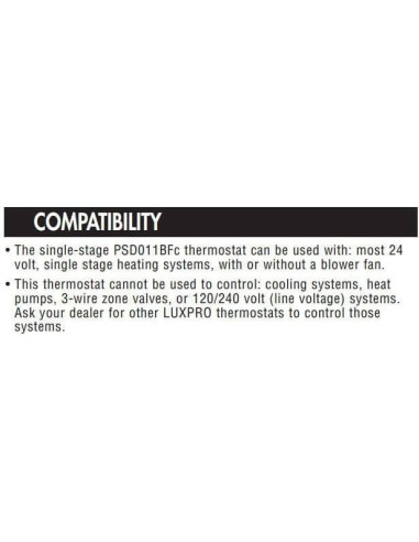 Termostato Digital No Programable LUX PSD010BF para Calefacción