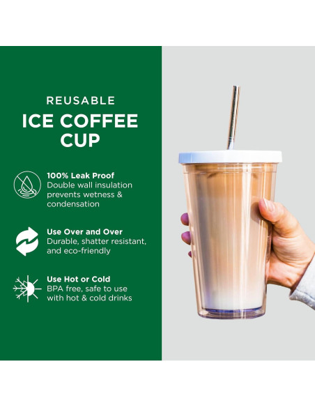 Taza de Café Helado Reutilizable Kensal Home 16 Oz Aislada Taza de Café Helado Reutilizable Kensal Home 16 Oz Aislada