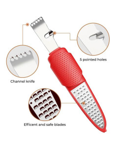 Rallador Zester Pisol Rojo 4 en 1 de Acero Inoxidable 2