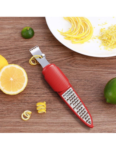 Rallador Zester Pisol Rojo 4 en 1 de Acero Inoxidable