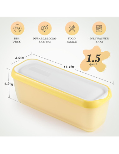 Juego de 2 Contenedores de Helado CHERHOME 1.42L Aislados