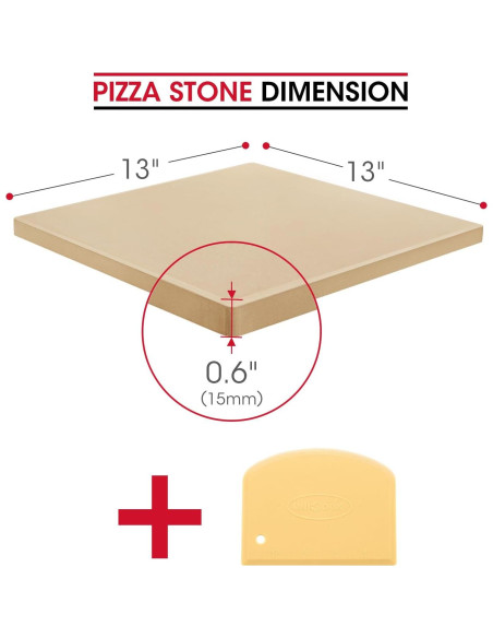 Piedra para Pizza Unicook 33 cm Cuadrada para Horno y Parrilla Piedra para Pizza Unicook 33 cm Cuadrada para Horno y Parrilla