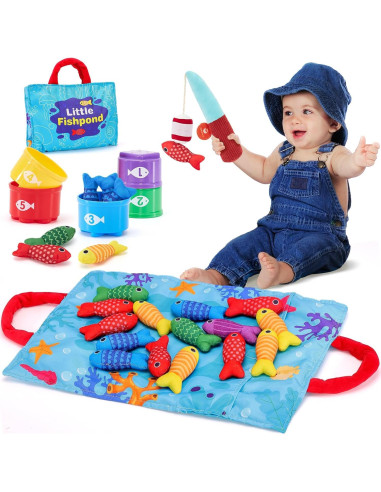 Juego de Pesca Montessori Hahaland con 22 Piezas y Tapete