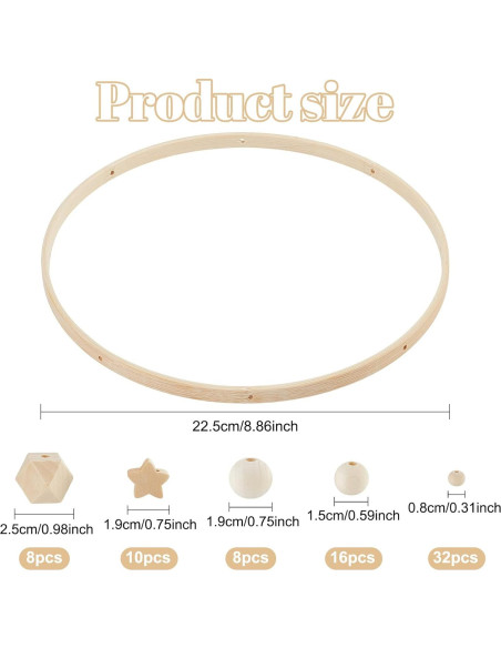 Móvil de Guardería Beinkmake Estrella de Madera DIY 77 Piezas Móvil de Guardería Beinkmake Estrella de Madera DIY 77 Piezas