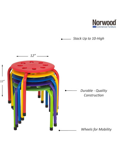 Taburetes apilables para niños Norwood, 5 unidades, colores surtidos