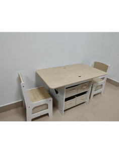 Conjunto Mesa y 2 Sillas para Niños Relquorax Natural 80x48 cm 2