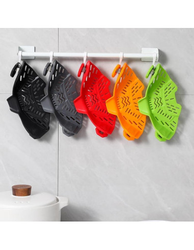 Colador de Silicona Clip-On ASMEFY Ajustable Rojo 230C
