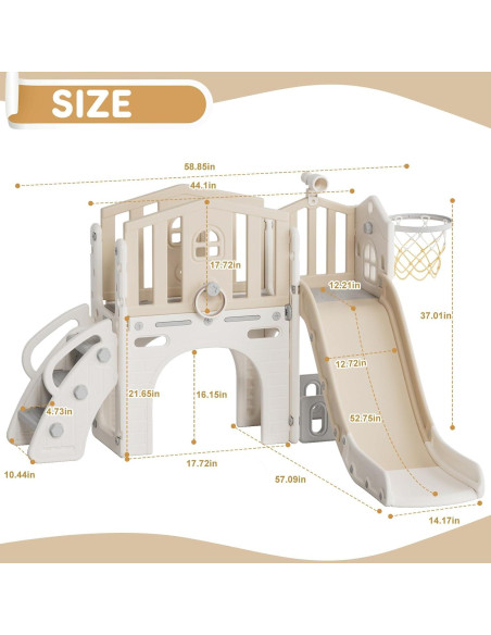 Parque Infantil 8 en 1 YUFU para Niños 1-3 Años Beige/Café Parque Infantil 8 en 1 YUFU para Niños 1-3 Años Beige/Café