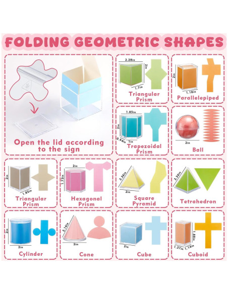 Set de 12 Formas Geométricas Plegables Faccito 2D 3D Multicolor Set de 12 Formas Geométricas Plegables Faccito 2D 3D Multicolor