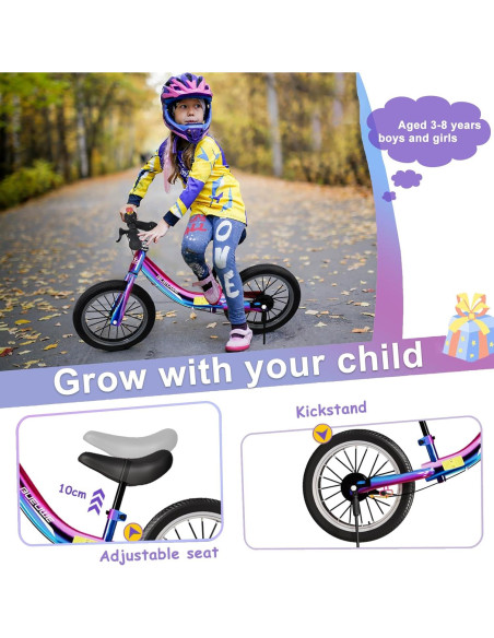 Bicicleta de Equilibrio Bueuwe 16 Pulgadas Arcoíris con Frenos Bicicleta de Equilibrio Bueuwe 16 Pulgadas Arcoíris con Frenos
