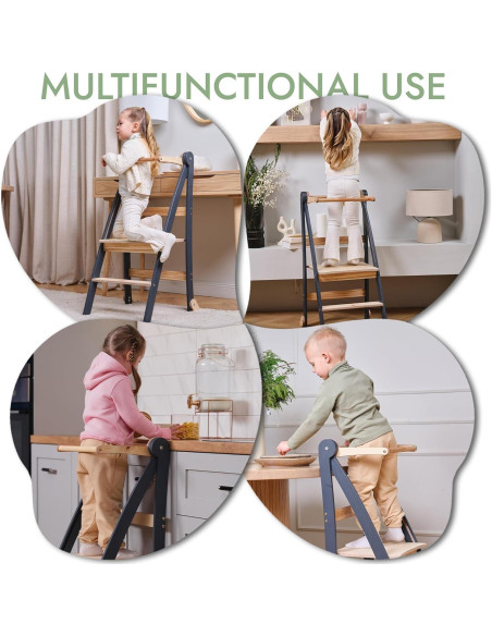 Taburete Plegable Montessori Goodevas Grafito 88 cm para Niños Taburete Plegable Montessori Goodevas Grafito 88 cm para Niños