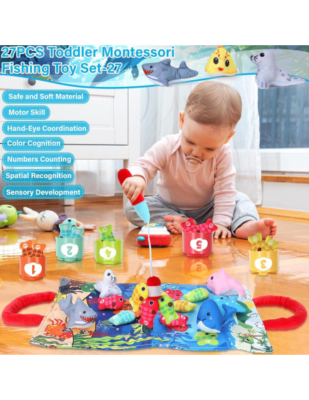 Juego de Pesca Montessori Justforjoyful 27 Piezas para Niños Juego de Pesca Montessori Justforjoyful 27 Piezas para Niños