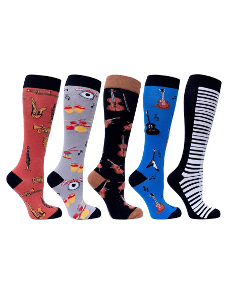 Calcetines de Lujo para Mujer - 5 Pares Coloridos hasta la Rodilla Calcetines de Lujo para Mujer - 5 Pares Coloridos hasta la Rodilla