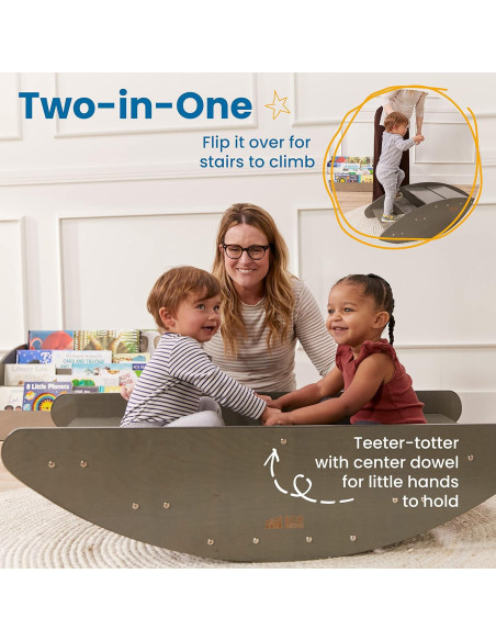 ECR4Kids Barco Mecedor y Escaleras Lavado Gris 116.8x60 cm ECR4Kids Barco Mecedor y Escaleras Lavado Gris 116.8x60 cm